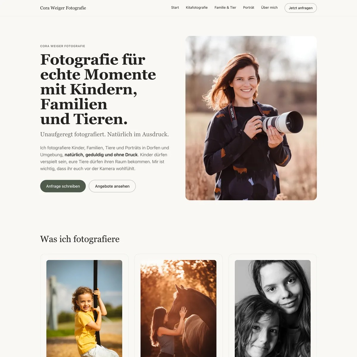 Startseite von Cora Weiger Fotografie, Fotografin aus Dorfen